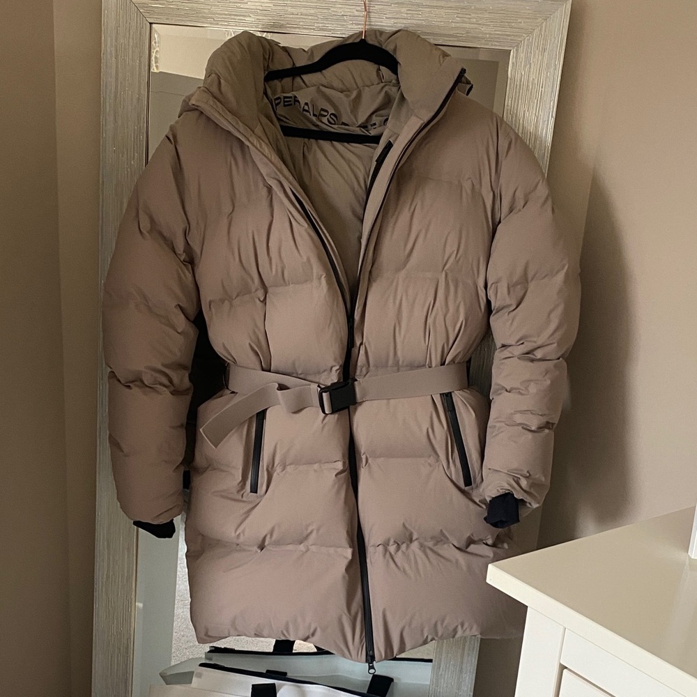 TNA Taupe Puffer Coat with Belt